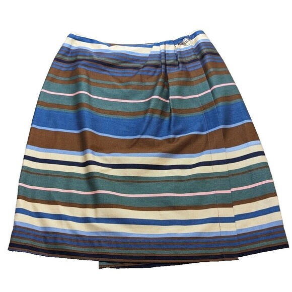 Bechamel Dresses & Skirts - Bechamel Vintage Women's Cotton Multi-Color Stripped Wrap Around Skirt Size 8